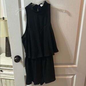 Black Sleeveless Layered Romper